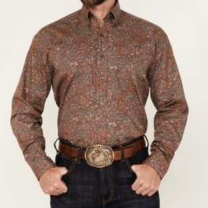 Stetson Men's Paisley Print Long Sleeve Button-Down Western Shirt Sz M